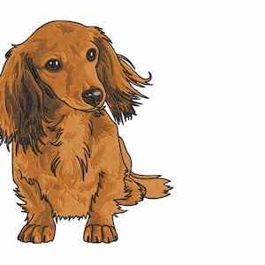 Cute Dachshund Puppy Dog Embroidery Machine Design PES HUS DST Jef ...