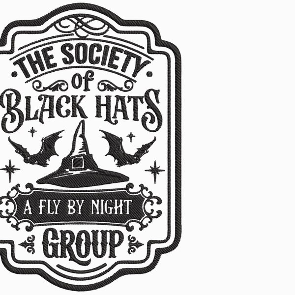 Halloween Black Hat Society Embroidery Machine Design PES HUS JEF Exp Dst Xxx Vp3