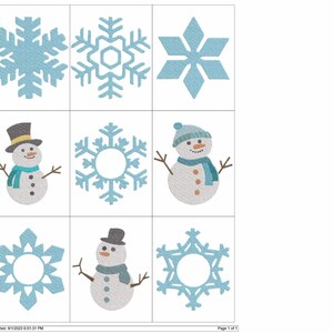 WINTER SNOWFLAKES SNOWMEN  Embroidery Machine Design Pes Jef Hus Dst Exp Vp3 Xxx