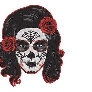 Skull with Roses Embroidery Machine Design PES HUS DST Jef Exp Vp3 Xxx