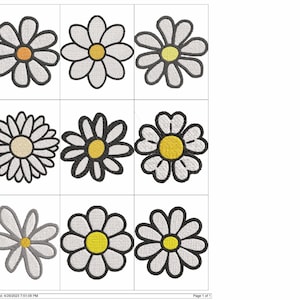 Single Daisies Flowers Embroidery Machine Design PES JEF HUS Dst Exp Vp3 Xxx