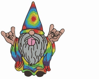 Tie Dye Hippy Gnome Embroidery Machine Design PES HUS DST Jef Exp Vp3 Xxx