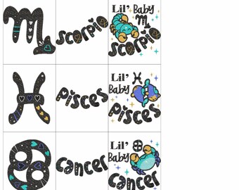 Baby Horoscopes Boy Water Signs Embroidery Machine Design PES JEF HUS Dst Exp Vp3 Xxx