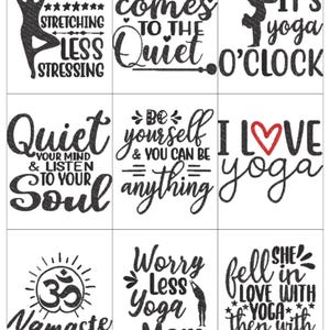 Yoga Quotes 02 Embroidery Machine Design PES JEF HUS Dst Exp Vp3 Xxx