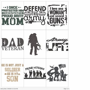 ARMY QUOTES BUNDLE Embroidery Machine Design Pes Jef Hus Dst Exp Vp3 Xxx