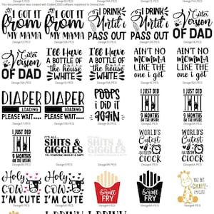 16 Baby Onesie and Bib Quotes Embroidery Machine Design PES JEF HUS Dst Exp Vp3 Xxx