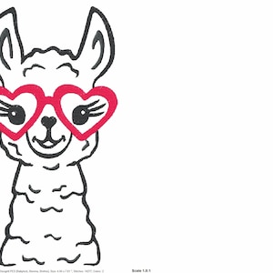 CUTE LLAMA in pink GLASSES Embroidery Machine Design Pes Hus Dst Jef Exp Vp3 Xxx