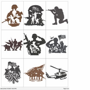 ARMY MILITARY Silhouettes 01 Embroidery Machine Design Pes Hus Dst Jef Exp Vp3 Xxx