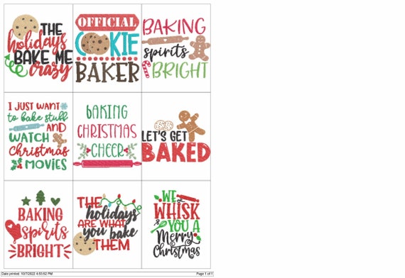 Christmas Baking Quotes Embroidery Machine Design PES JEF HUS Dst  