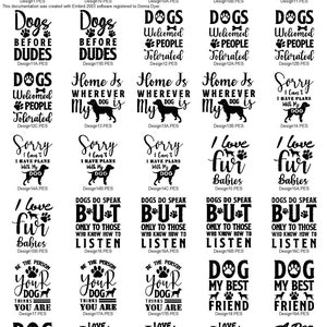 20 Dog Quotes Embroidery Machine Design PES JEF HUS Dst Exp Vp3 Xxx
