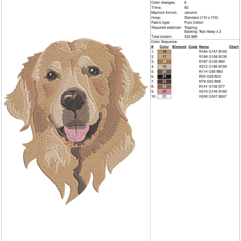 Machine Embroidery Designs Golden Retriever - Etsy