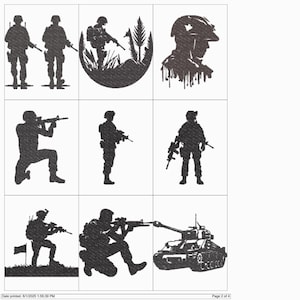ARMY MILITARY Silhouettes 03 Embroidery Machine Design Pes Hus Dst Jef Exp Vp3 Xxx