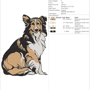 Collie Dog Embroidery Machine Design PES HUS DST Jef Exp Vp3 Xxx