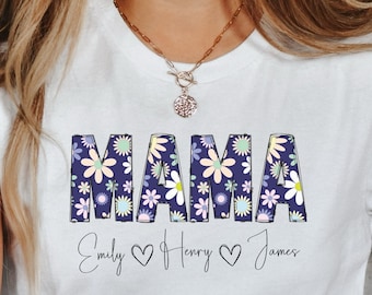 Camiseta de mamá personalizada con nombres de niños / Camiseta de mamá personalizada / Camiseta de mamá personalizada con nombres de niños / Regalo para madre / Regalo del día de la madre / Camiseta de mamá