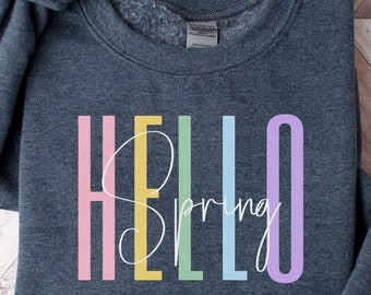 Schattig lentesweater | Hallo lente-trui | Shirt met lentebloemen | Cadeau lenteliefhebber | Natuurshirt | Paascadeau | Shirt lenteseizoen