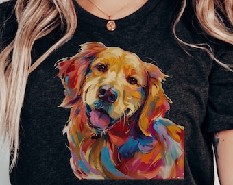 Niedliches Golden Retriever Shirt mit Wasserfarben | Golden Retriever Pinselstriche T-Shirt | Hunde Mama T-Shirt | Hundemama Tshirt | Hund Liebhaber Geschenk