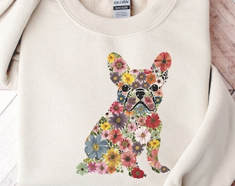 Cute French Bulldog Floral Sweatshirt | Dog Mom Sweater | French Bulldog Mama Gift | Dog Sweater For Women | Dog Crewneck | Dog Person Gift