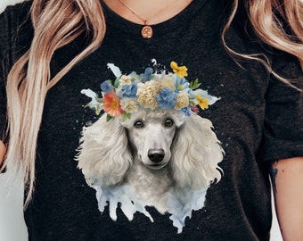Poodle Vibrant Color Flower Crown Shirt | Dog Lover Gift | Standard Poodle Tee | Dog Mama T-Shirt | Poodle Mom TShirt | Poodle Dog T Shirt