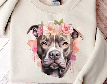 Boho Pitbull Sweatshirt | Pitbull Sweater | Pitbull Lover Gift | Pittie Mom Gifts | Pitbull Sweater | Pittie Mom Crewneck | Dog Lover Gift