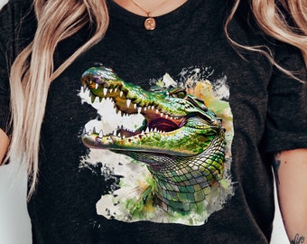 Krokodil lebendige Farbe Shirt | Krokodil T-Shirt | Krokodil-Liebhaber Geschenke | Natur TShirt | Reptilien Shirt | Alligator Shirt | Everglades-Shirt