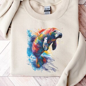 Manatee Vibrant Color Sweatshirt | Manatee Lover Gift | Manatee Sweater | Floaty Potato | Marine Biology Crewneck | Manatee Shirts