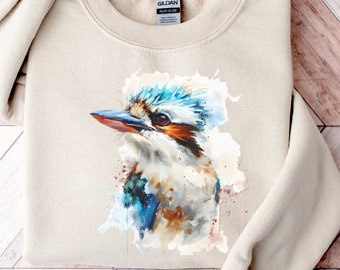 Kookaburra Vibrant Color Sweatshirt | Kingfisher Crewneck | Australian Wildlife Shirt | Birdwatching Sweatshirt | Bird Sweater | Dacelo