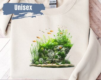 Cute Fish Aquarium Vibrant Color Sweatshirt | Fish Lover Gift | Aquarium Sweater | Fish Aquarium Crewneck | Aquarium Plant Sweatshirt