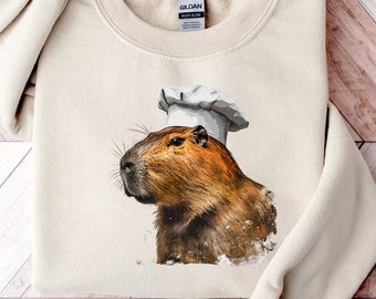Grappige capibara-chef-koksweater | Capibara-sweater van Halloween | Halloweenkostuum | Capibara-cadeau | Capibara-kleding | Grappig cadeau voor chef-kok