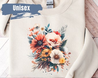 Cute Flower Sweatshirt | Floral Sweatshirt | Botanical Crewneck | Nature Lover Sweatshirt | Pretty Gift For Her | Gift for Grandma Mom