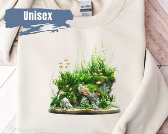 Cute Fish Aquarium Vibrant Color Sweatshirt | Fish Lover Gift | Aquarium Sweater | Fish Aquarium Crewneck | Aquarium Plant Sweatshirt