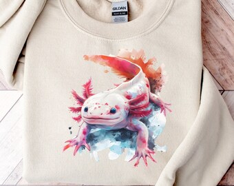 Axolotl Vibrant Colorful Sweatshirt | Axolotl Lover | Salamander Lover Sweater | Snaxolotl Sweatshirt | Axolotl Lover Gift | Kawaii Axolotl