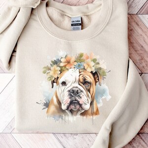 English Bulldog Flower Sweatshirt | English Bulldog Mom Sweater | Dog Mom Shirt | Bulldog English Crewneck | Cute Bulldog Gift for Her