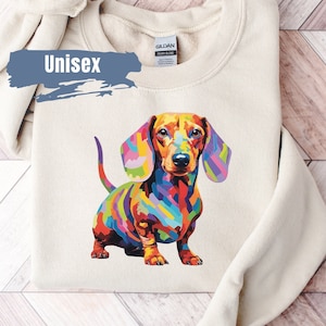 Wiener Dog Vibrant Color Sweatshirt | Dachshund Gift | Dog Mom Sweatshirt | Gifts For Her | Doxie Sweatshirt |Dachshund Christmas Sweatshirt