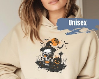 Halloween lebendige Farbe Hoodie | Süßes oder Saures Kapuzenpullover | Kürbis-Sweatshirt | Skelett-Spookysaison Kapuzenpullover | Halloween-Party-Shirt