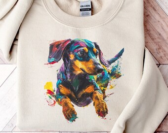 Dachshund Vibrant Color Sweatshirt | Wiener Dog Sweater | Doxie Shirt Gift | Dachshund Mom Shirt | Wiener Dog Lover Gift | Gift for Her
