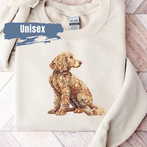Cute Poodle Sweatshirt | Folk Art Style Poodle Sweater | Dog Lover Sweater | Gift For Poodle Lover | Poodle Mom | Standard Poodle Crewneck