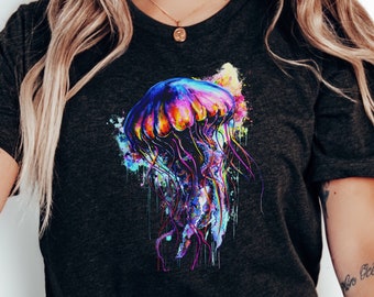Jellyfish Vibrant Color Shirt | Jellyfish Gift | Ocean Lover Gift | Ocean Animal Shirt | Marine Life Shirt | Ocean Psychedelic T Shirt