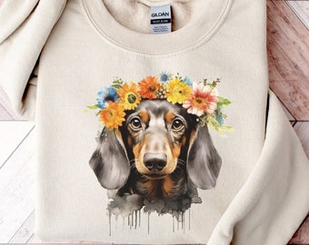 Boho Dachshund Sweatshirt | Gift for Dachshund Lover | Doxie Mama Sweater | Dachshund Mom Gift | Wiener Dog Crewneck | Dachshund Mom Sweater