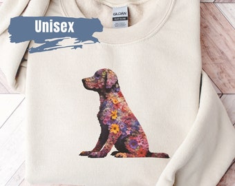 Cute Labrador Retriever Flower Sweatshirt | Black Lab | Labrador Mom Gift | Dog Mom Gift | Dog Lover Gift | Chocolate Lab | Lab Sweatshirt