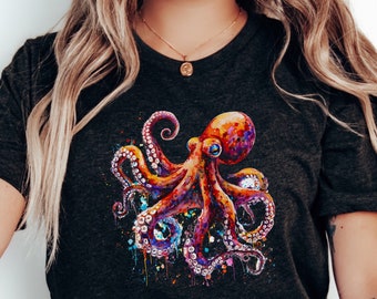 Octopus Vibrant Colorful Shirt | Men's Octopus T Shirt | Animal Print | Octopus Lover Gift | Sea Animal Shirt | Marine Biology Gift
