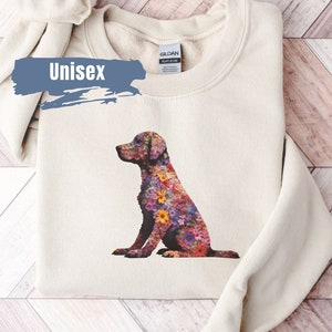 Cute Labrador Retriever Flower Sweatshirt | Black Lab | Labrador Mom Gift | Dog Mom Gift | Dog Lover Gift | Chocolate Lab | Lab Sweatshirt