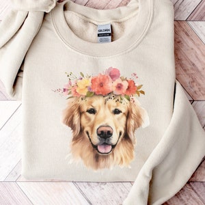 Golden Retriever Boho Sweatshirt | Retriever-Pullover | Golden Retriever Mom Rundhalsausschnitt | Retriever Geschenke | Hundeliebhaber Geschenk | Hunde Mama Shirt