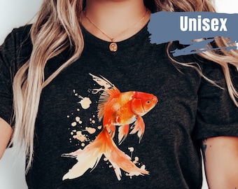 Camiseta de cor vibrante de peixinho dourado | Camiseta de peixe de estimação | Camiseta amante de peixinho dourado | Presente para amante de peixes | Camiseta fofa de aquarismo | Camiseta de aquário