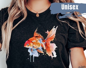 Camiseta de cor vibrante de peixinho dourado | Camiseta de peixe de estimação | Camiseta amante de peixinho dourado | Presente para amante de peixes | Camiseta fofa de aquarismo | Camiseta de aquário