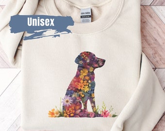 Cute Labrador Retriever Flower Sweatshirt | Black Lab | Labrador Mom Gift | Dog Mom Gift | Dog Lover Gift | Chocolate Lab | Lab Sweatshirt