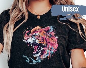 Youth Vibrant Colors Lion Shirt | Kids Lion T-Shirt | Lion Toddler Shirt | Gifts For Kids | Lion Birthday Shirt | Safari Birthday Shirt