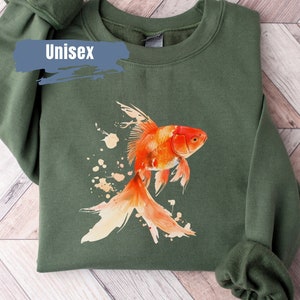 Moletom com capuz Goldfish Vibrant Color | Suéter Goldfish | Gola redonda Goldfish Lover | Moletom com capuz Aquarium Fish | Presente Fish Lover | Suéter Fish