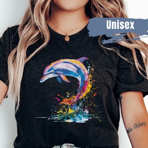 Dolphin Graphic Shirt | Vibrant Color Dolphin T Shirt | Dolphin Lover Gift | Dolphin Lover Shirt | Cute Dolphin Shirt | Dolphin Spirit Shirt