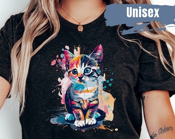 Vibrant Color Kitten Shirt | Cat Lover TShirt | Cute Cat Shirt | Cute Kitten T Shirt | Kitty T-Shirt | Cat Mom Shirt | Cat Face Gift Shirt