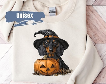 Dachshund Halloween Sweatshirt | Wiener Dog Pumpkin Sweater | Halloween Dog Sweater | Halloween Weiner Dog Sweatshirt | Dachshund Mom Fall